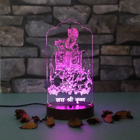 Personalised Krishna with flute led lamp