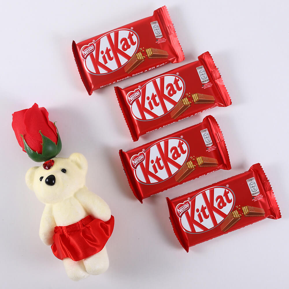 KitKat Chocolates and Red Rose Teddy