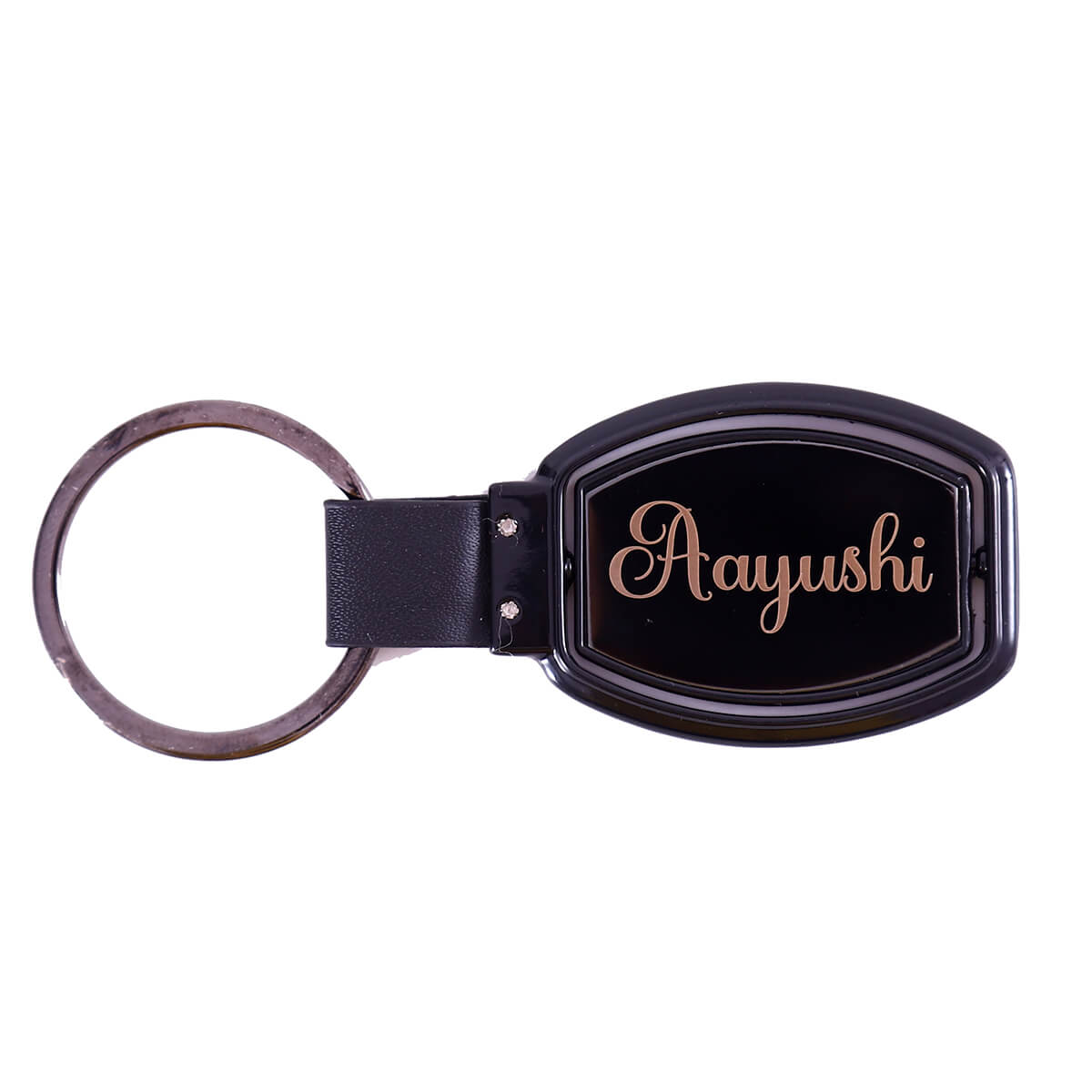 Black Rectangle Name Keychain