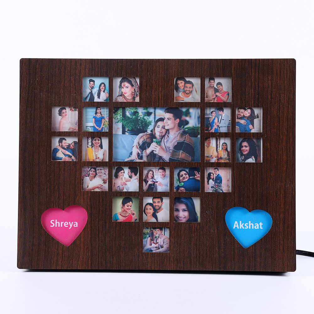LED Heart Grid Photo Frame