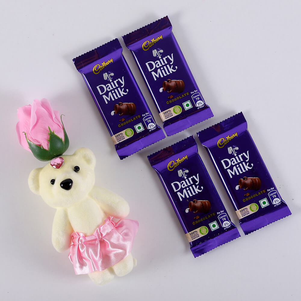 Dairy Milk Mini Bars and Pink Rose Teddy