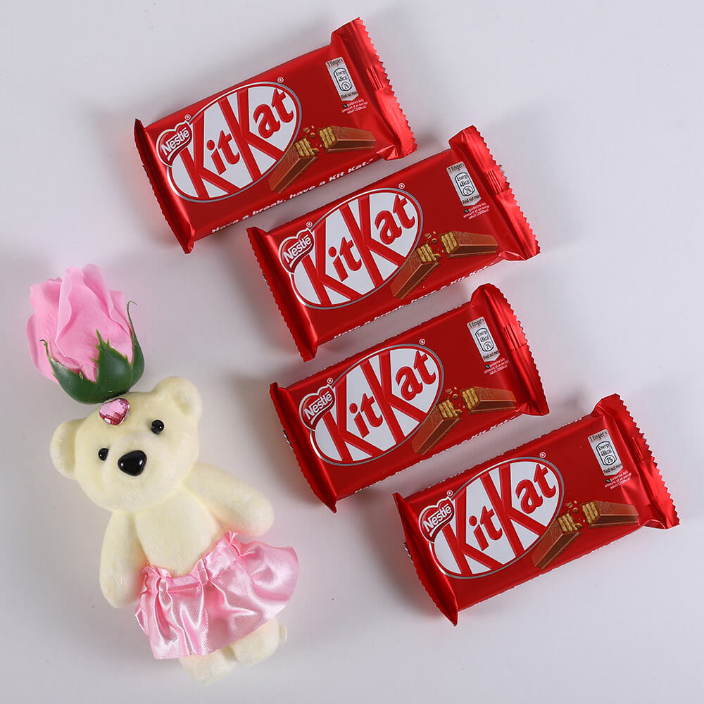 KitKat Chocolates and Pink Rose Teddy