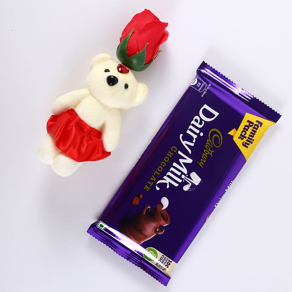 Dairy Milk Bar and Red Rose Teddy