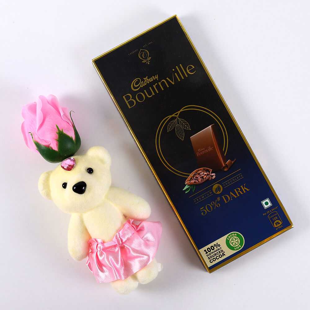 Bournville Chocolate and Pink Rose Teddy