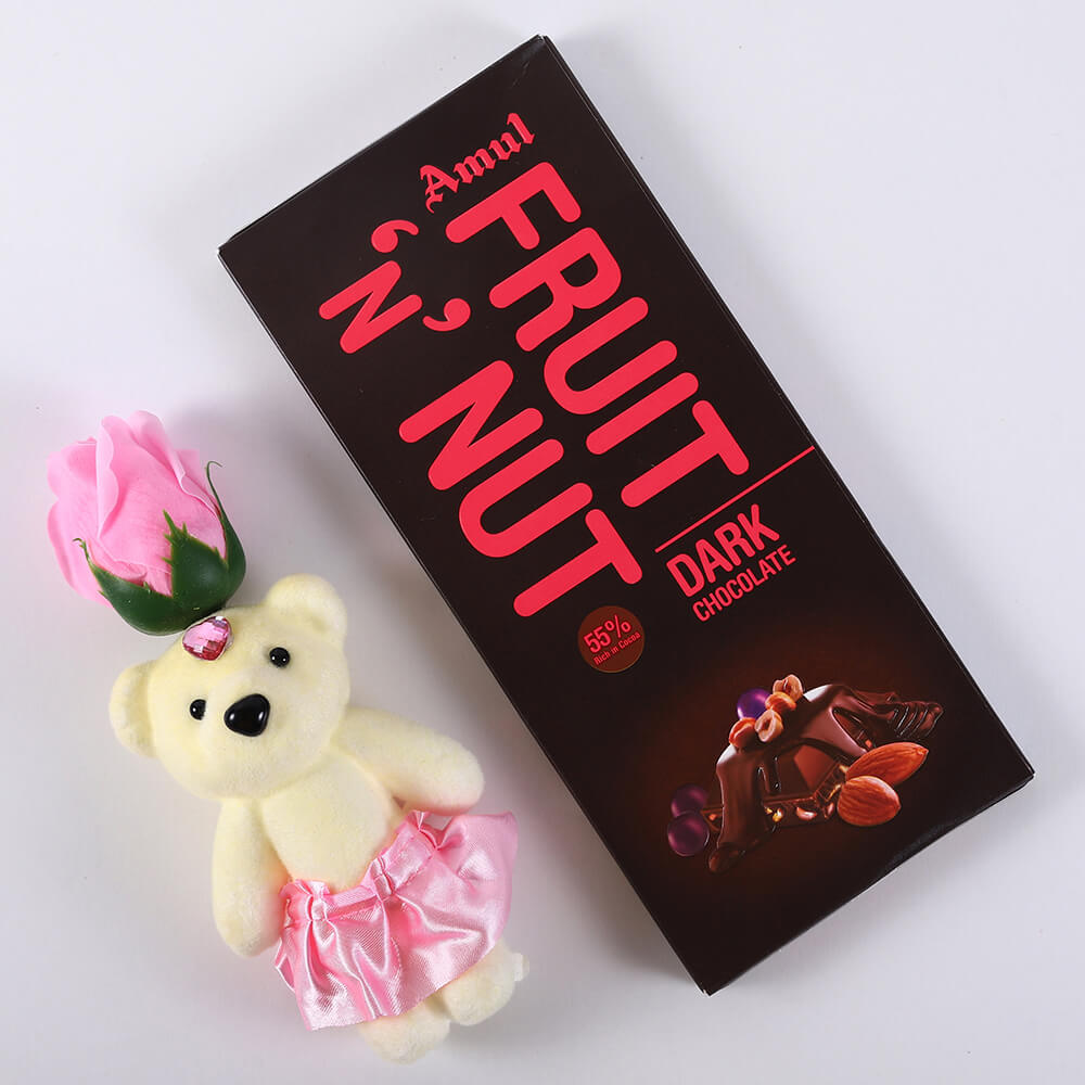 Amul Fruit and Nut and Pink Rose Teddy
