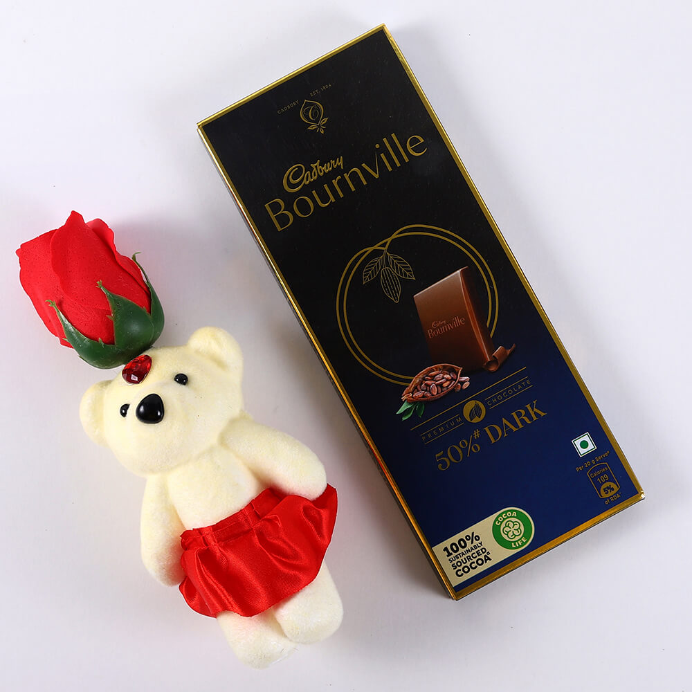 Bournville Chocolate and Red Rose Teddy