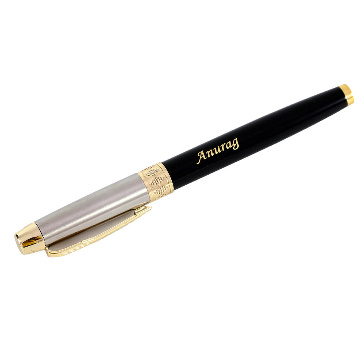 Black and Silver Slim Name Pen