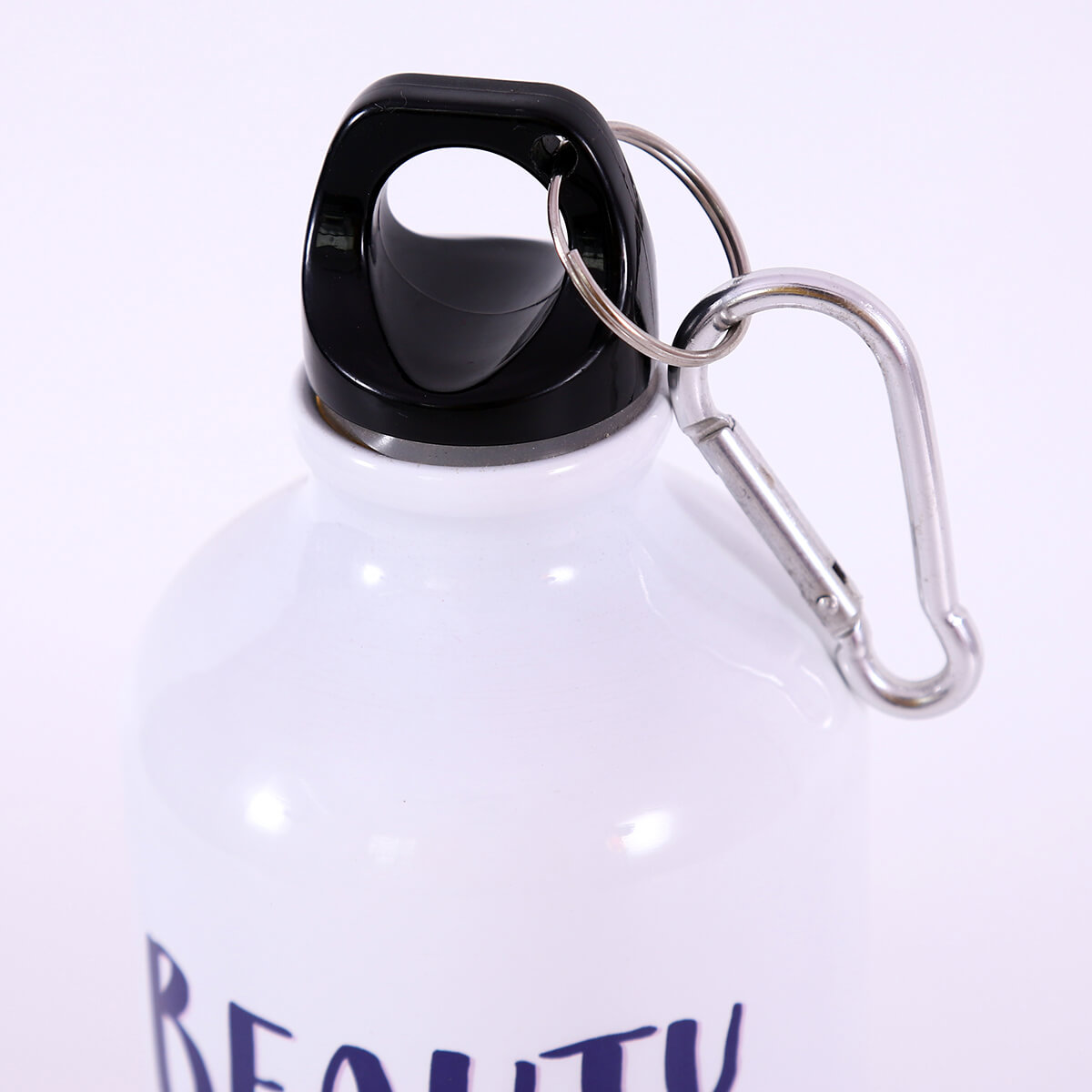 White Printed Carabiner Bottle