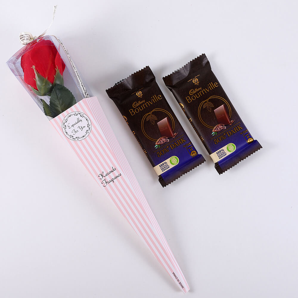 Bournville Pair with Wrapped Rose
