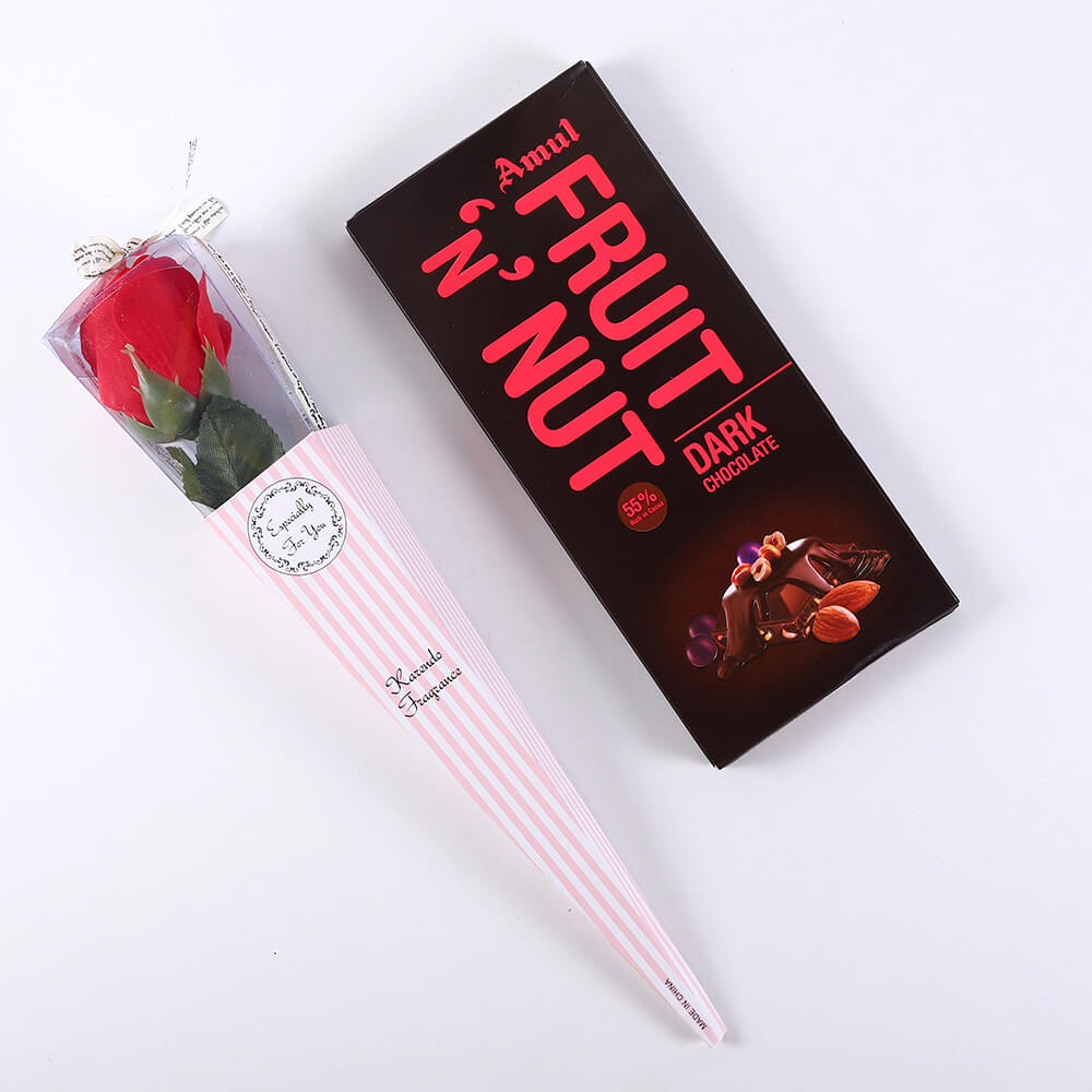 Amul Fruit and Nut with Wrapped Rose