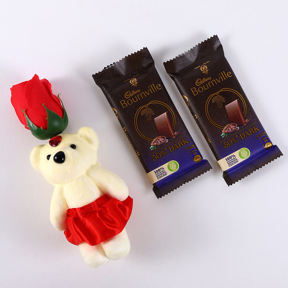 Bournville Pair and Red Rose Teddy