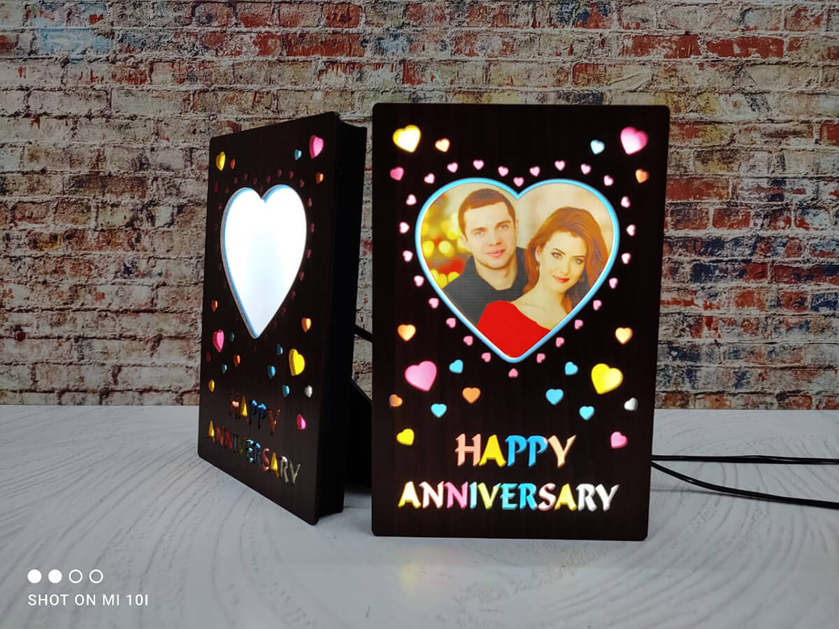 Anniversary Heart Photo Cube Lamp