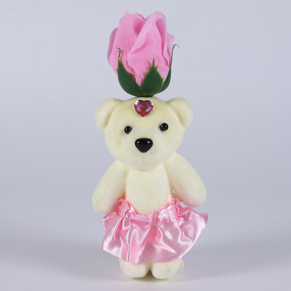 Mini Teddy with Pink Rose