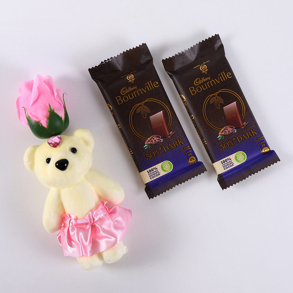 Bournville Pair and Pink Rose Teddy