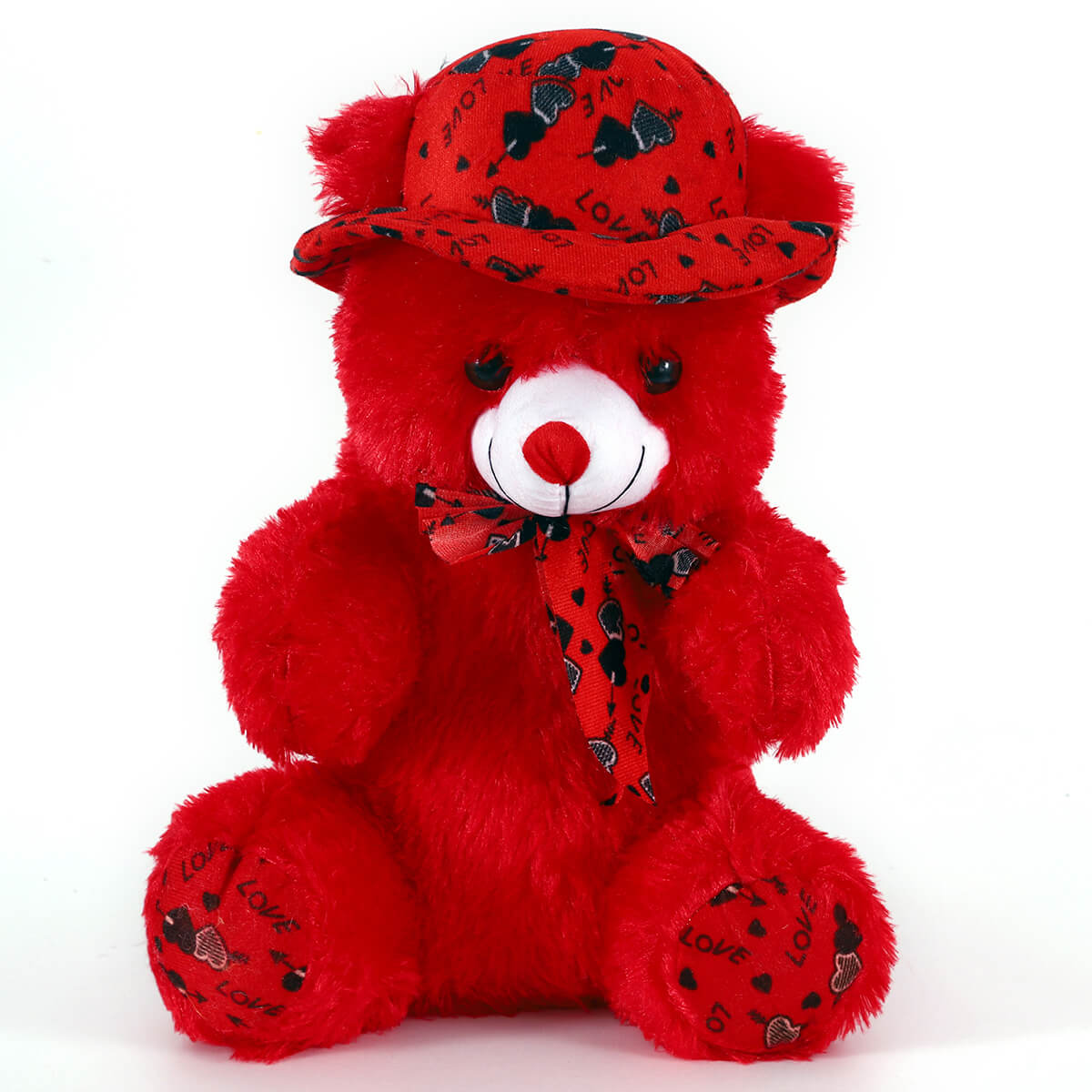 Red Floral-Hat Teddy