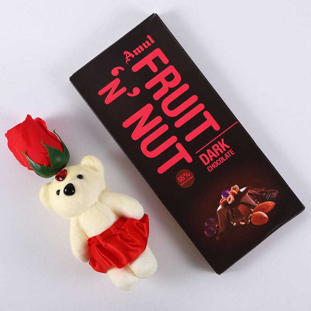Amul Fruit and Nut and Red Rose Teddy