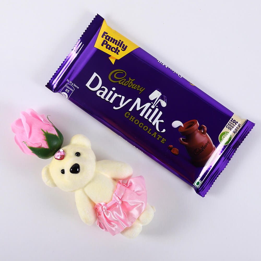 Dairy Milk Bar and Pink Rose Teddy