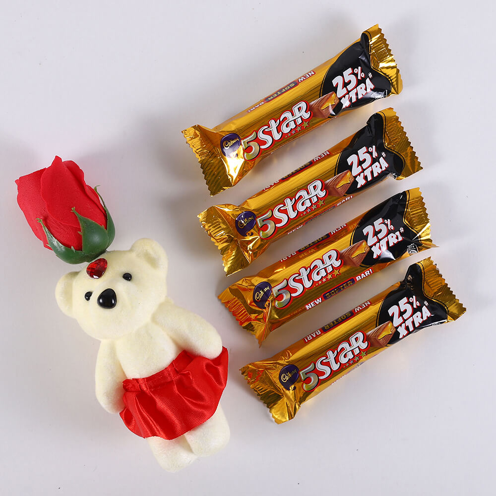5 Star Chocolates and Red Rose Teddy