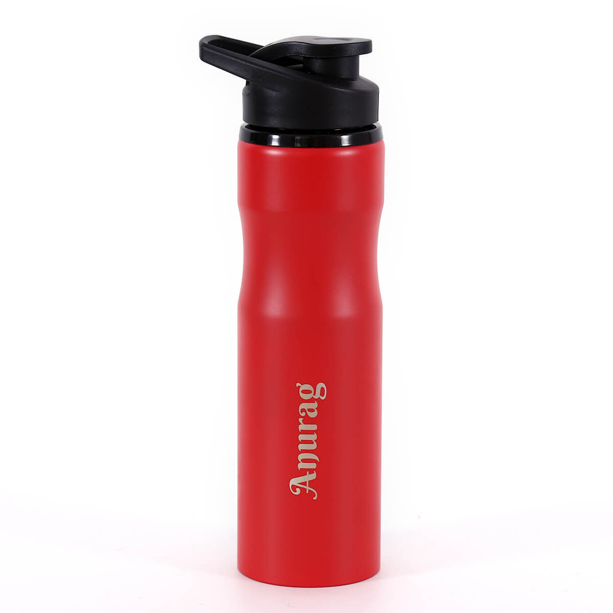 Aburag Red Stainless Steel Sports Water Bottle with Flip-Top Lid
