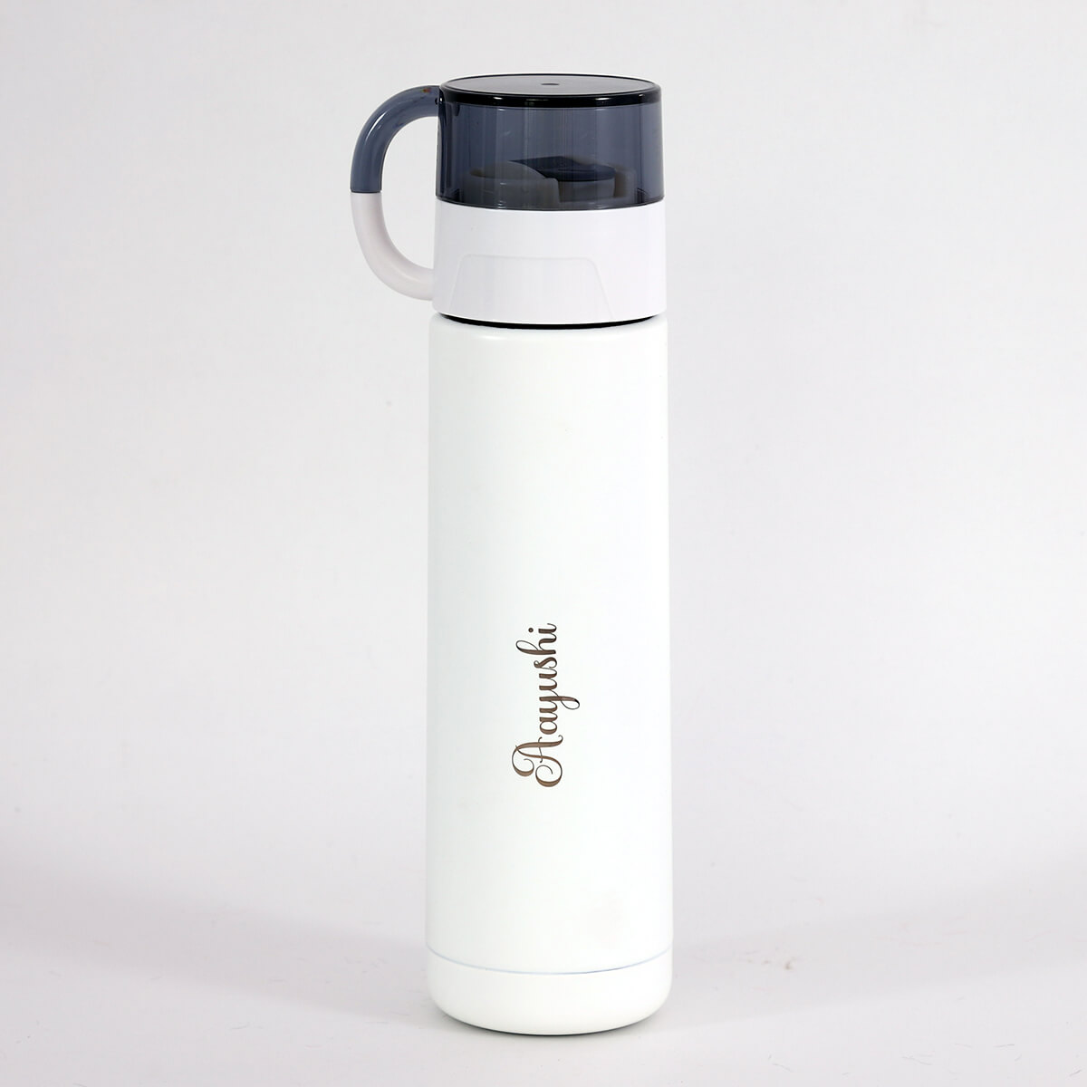 Personalized White Stainless-Steel Vacuum Flask with Detachable Mug