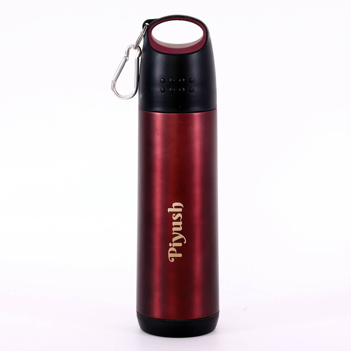 Personalized Maroon Stainless Steel Sports Vacuum Flask with Carry Hook