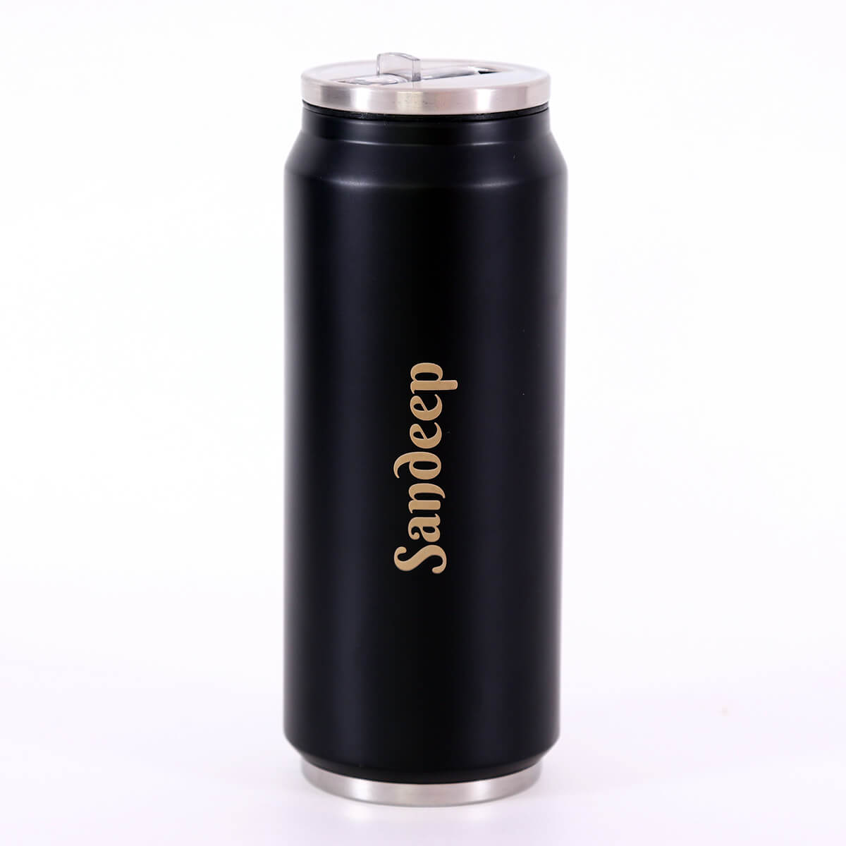 Personalized Matte Black Can-Shaped Stainless-Steel Tumbler
