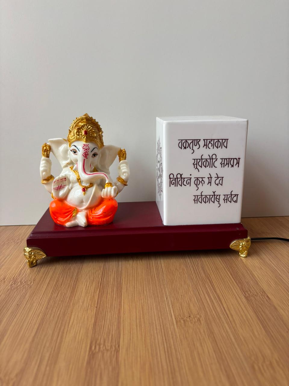 Divine Light Ganesha Idol with White Mantra Lamp