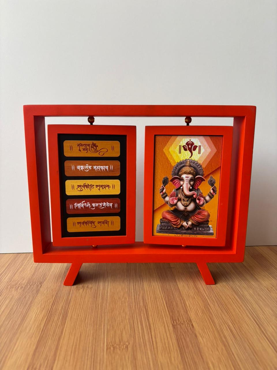 Divine Wisdom Ganesha & Mantra Dual Frame Tabletop Showpiece