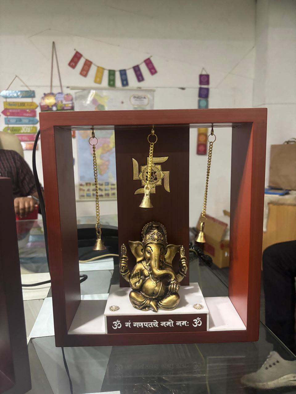 Divine Blessings Ganesha Frame with Hanging Bells